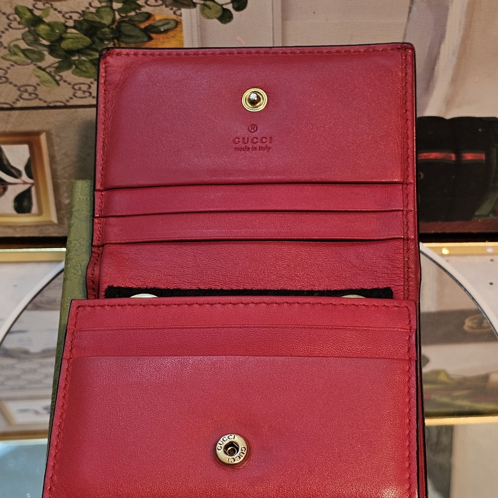 Gucci GG Supreme Coated Canvas 3D Beige & Red Cherry Compact Wallet - Picture 8 of 16